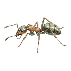 Ant Isolated on Transparent Background – Watercolour Illustration