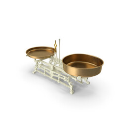 Vintage Balance Scale with Brass Pans Isolated on Transparent Background