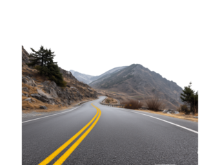 Winding Road in Mountain: A scenic capture of a winding road slicing through a majestic mountain range, beckoning drivers towards adventure and the horizon.