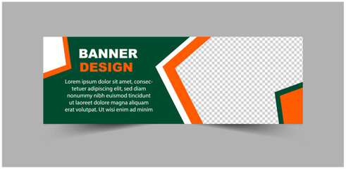 Social Media Cover Banner Green And Orange Template Design Digital Marketing Banner For Business Corporate Vector Illustration