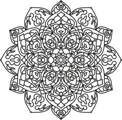 Exquisite Intricate Mandala Outline for Zen Art, Relaxation, and Coloring Pages