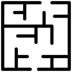 Maze icon Black and white outline vector