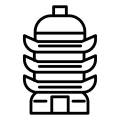 Porcelain Tower of Nanjing icon Black and white outline vector