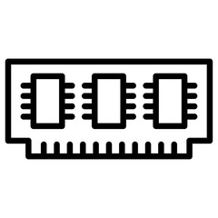 Obraz premium Ram memory icon Black and white outline vector