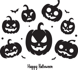 Halloween pumpkin vector black silhouette design.