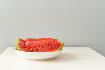 The fresh watermelon on the plate