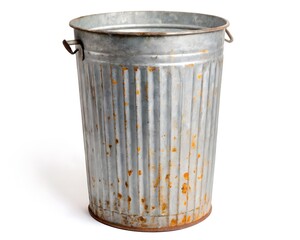 old metal trash can isolated