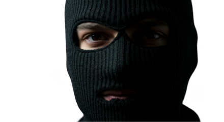 Portrait Of A Person Wearing A Black Balaclava With A Transparent Background