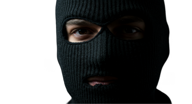 Portrait Of A Person Wearing A Black Balaclava With A Transparent Background