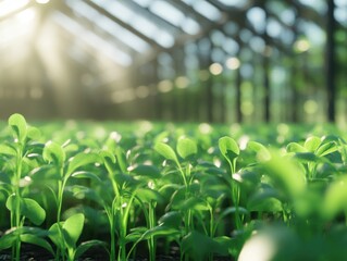 Young plants in greenhouse