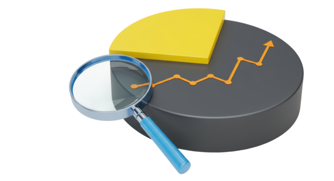 Isolated Pie Chart and Magnifying Glass - Powered by Adobe