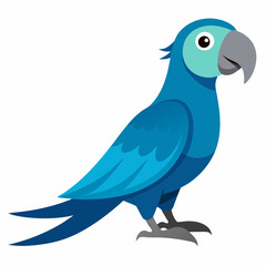 Obraz premium Realistic full-body illustration of a Spix's Macaw with vibrant blue feathers on a clean white background. Perfect for nature, wildlife, and bird-themed digital projects.