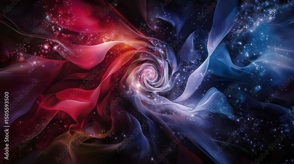 Wall mural abstract swirling cosmic pattern with vibrant colors and dynamic motion in a space background