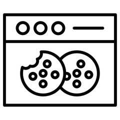 web Cookies icon Black and white outline vector