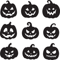 Halloween pumpkin vector black silhouette design.