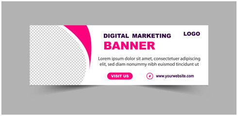 Social Media Cover Banner Design Template Pink Digital Marketing Banner For Business Corporate Vector Illustration