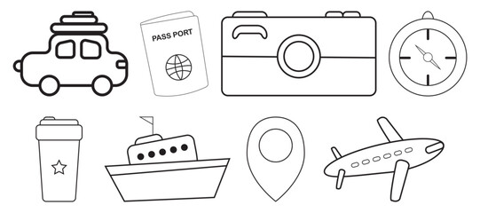 Cute Travel Doodles and Icons Vector illustration