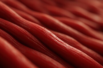 Detailed Close-Up of Red Muscle Fibers Showcasing Texture and Structure Under Soft Lighting During Late Afternoon