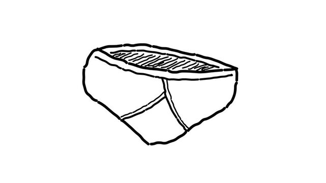 Animated video of a pair of men's underwear in black and white strokes, art, drawing.