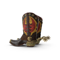 Western Boots with Spurs isolated on transparent background