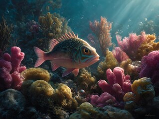 Underwater Illusion Fish Hidden in Coral Garden