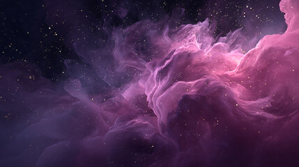 Mystic nebula in deep space with glowing stars and cosmic clouds of purple and pink, a celestial dreamscape