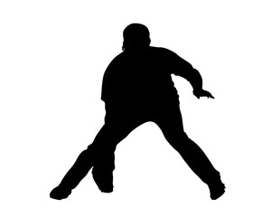 守備の構えをとる野球選手のシルエット
