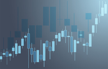 Vector illustration depicts a business trading chart with candlestick patterns highlighting financial trends and market fluctuations against a professional background