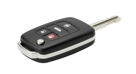 Isolated Car Key Remote Control With Black Buttons And Metallic Details