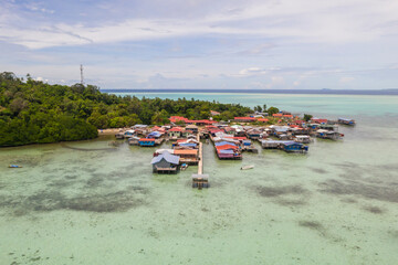 Aerial view of the Selakan island, Semporna Sabah, Malaysia.