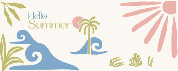 minimalist, summer, vector, pattern, geometric, banner