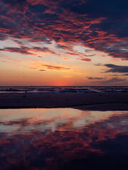 Fototapeta premium Dramatic Sunset at a beach on the island Sylt, Germany