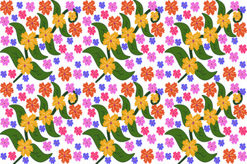 Floral Pattern with Flowers and Leaves