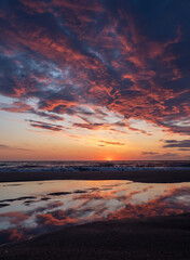 Dramatic Sunset at a beach on the island Sylt, Germany