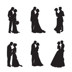 Bride and Groom silhouette set head, Black & White silhouette set