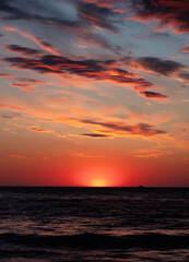 Dramatic Sunset at a beach on the island Sylt, Germany