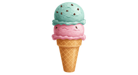 Isolated Ice Cream Cone with Two Scoops