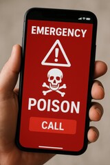 Emergency Alert on a Smartphone Displaying Poison Warning With Call Action Required in a Critical Situation