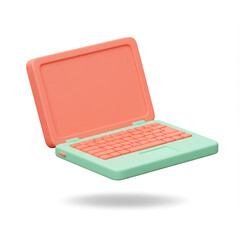 3D Laptop Illustration in Pastel Color Isolated on White