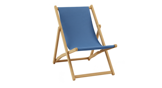 Isolated Deckchair with Blue Canvas on a Transparent Background - Powered by Adobe