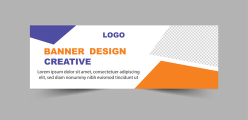 Fototapeta premium Social Media Cover Banner Design Template Orange And Purple Digital Marketing Banner For Business Corporate Vector Illustration