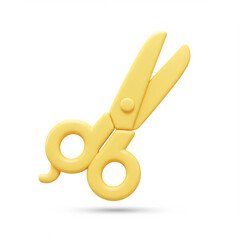 3D Scissors in Vibrant Stylized Style Isolated on White.