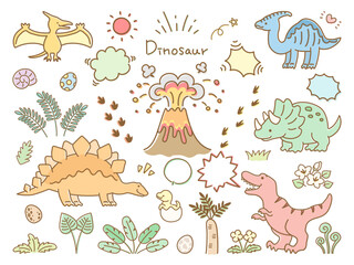 恐竜と吹き出しのセット03 © GRACE