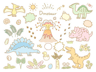恐竜と吹き出しのセット02 © GRACE