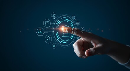 Digital Touch: Hand Interacting with Futuristic Data Analysis In