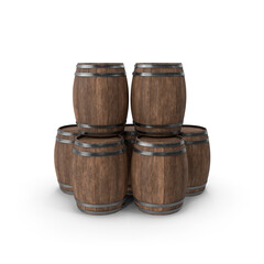 Fototapeta premium Wood Barrels isolated on transparent background