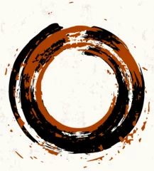 Gordijnen abstract circle, brush strokes for background texture, hand drawn design, with strokes and splashes, in black and red © Kirsten Hinte