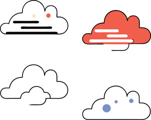 Abstract red cloud with geometric shapes on a transparent background