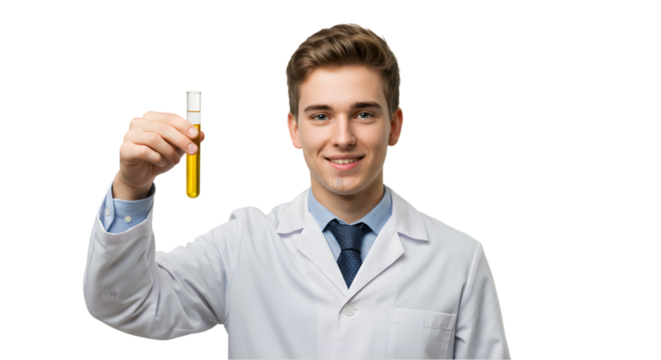 Young Scientist Holds Test Tube Transparent Isolated Illustration Photo