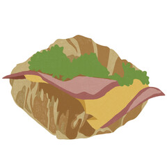 Ham and cheese croissant illustration